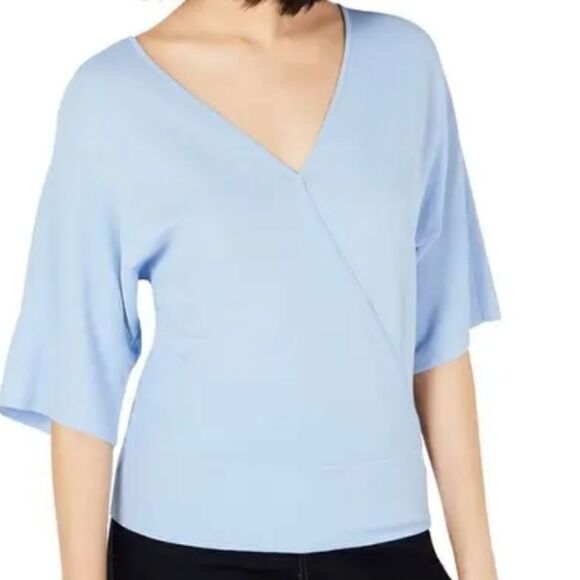 Bar III Women's Back Cutout Wrap Blouse - Picture 1 of 3